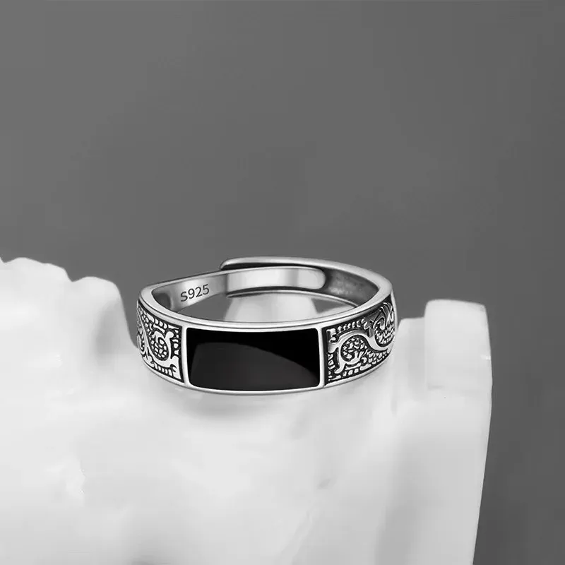 Men's Luxury Black Gem Ring - High Quality Fine Jewelry for Weddings, Parties, and Special Gifts - Image 3