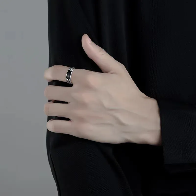 Men's Luxury Black Gem Ring - High Quality Fine Jewelry for Weddings, Parties, and Special Gifts - Image 4