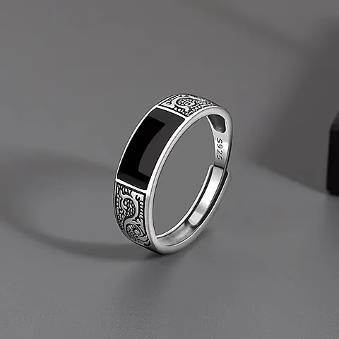 Men's Luxury Black Gem Ring - High Quality Fine Jewelry for Weddings, Parties, and Special Gifts
