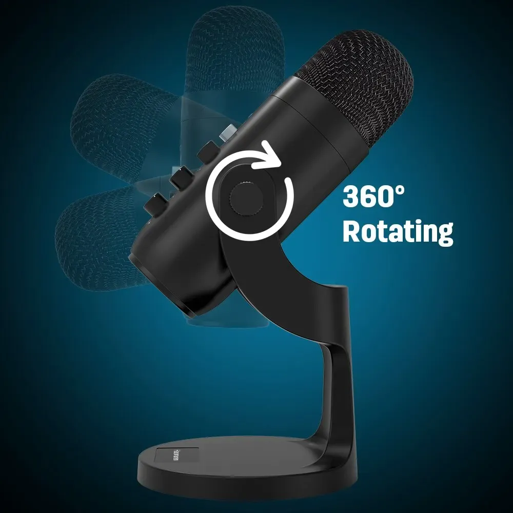 Haomuren USB Condenser Microphone for PC Mac Gaming Recording Stream Podcast, Professional Studio Mic with Phone Adapter, Headphone Output, Noise Cancelling, Plug and Play - Image 4