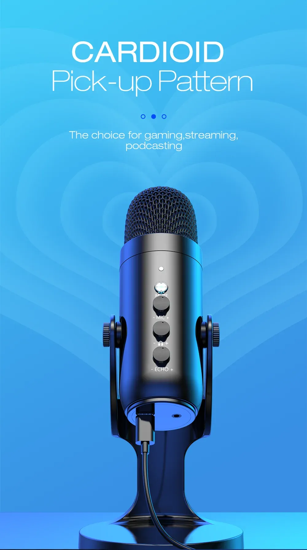 Haomuren USB Condenser Microphone for PC Mac Gaming Recording Stream Podcast, Professional Studio Mic with Phone Adapter, Headphone Output, Noise Cancelling, Plug and Play showcase 4