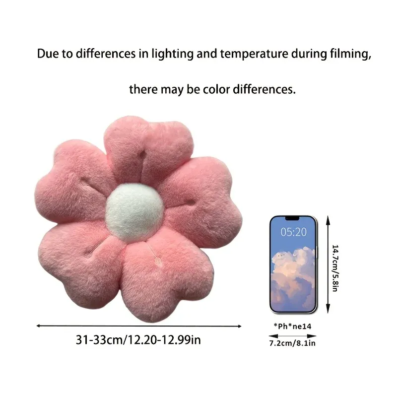 Soft Plush Daisy Flower Throw Pillow Cushion - Cozy Decorative Accent for Bed, Sofa, Couch - Adorable Floral Design for Kids & Adults, Home Decor thumbnail 4