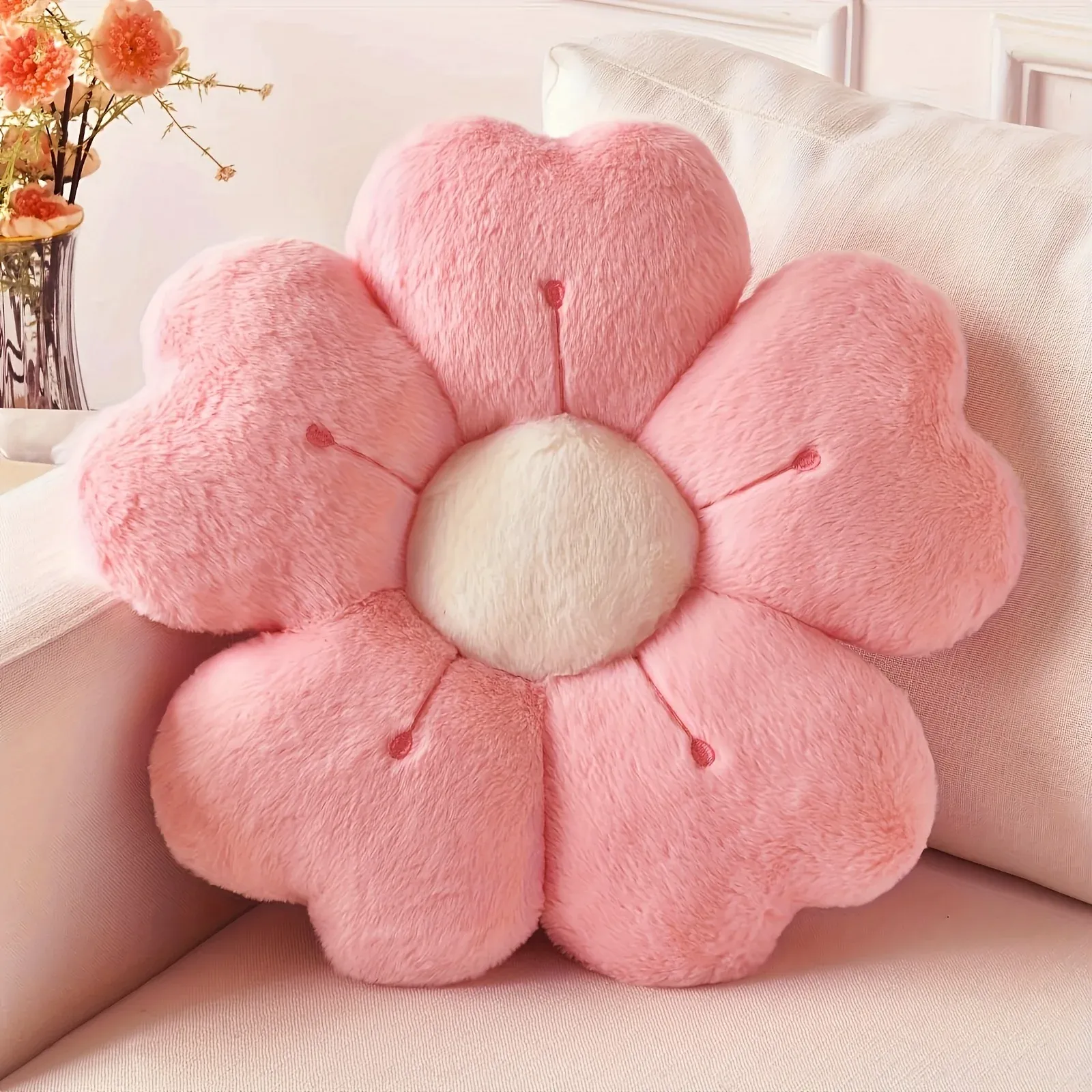 Soft Plush Daisy Flower Throw Pillow Cushion - Cozy Decorative Accent for Bed, Sofa, Couch - Adorable Floral Design for Kids & Adults, Home Decor thumbnail 1