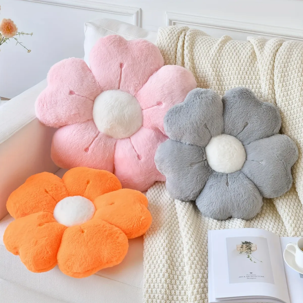Soft Plush Daisy Flower Throw Pillow Cushion - Cozy Decorative Accent for Bed, Sofa, Couch - Adorable Floral Design for Kids & Adults, Home Decor showcase 12