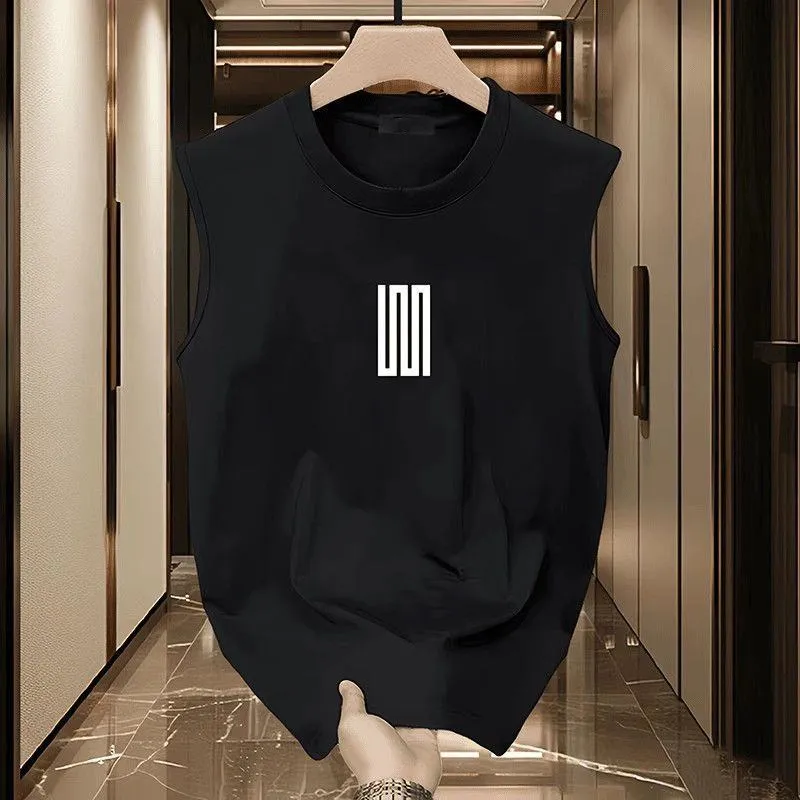 Minimalist Graphic Print Cotton Tank Top for Men Casual Streetwear Summer Essential Vest thumbnail 2