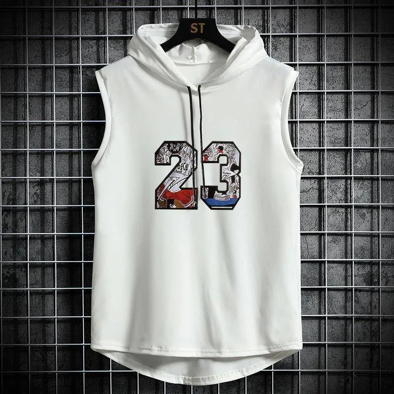 Men’s Summer Sports Fitness Basketball Sleeveless Hoodie and Shorts Two Piece Athletic Set thumbnail 6