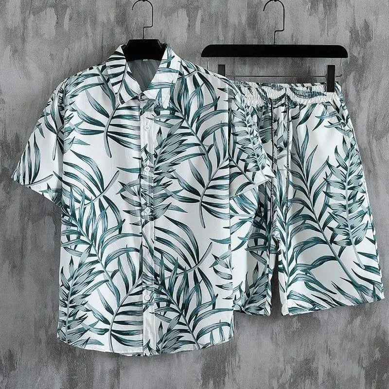 Men’s 2-Piece Vintage Hawaiian Shirt and Shorts Set Tropical Summer Beach Outfit thumbnail 2