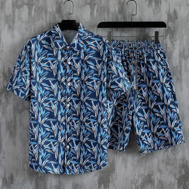 Men’s 2-Piece Vintage Hawaiian Shirt and Shorts Set Tropical Summer Beach Outfit thumbnail 6