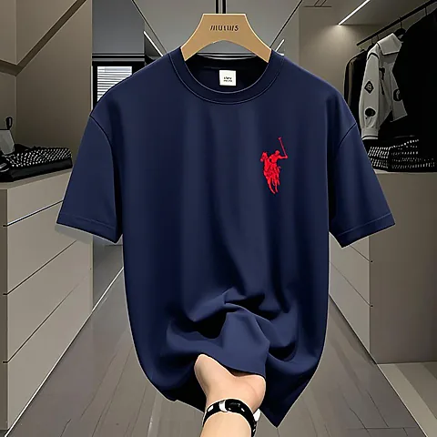 Men’s Casual Short Sleeve Logo T Shirt Classic Embroidered Branded Cotton Top