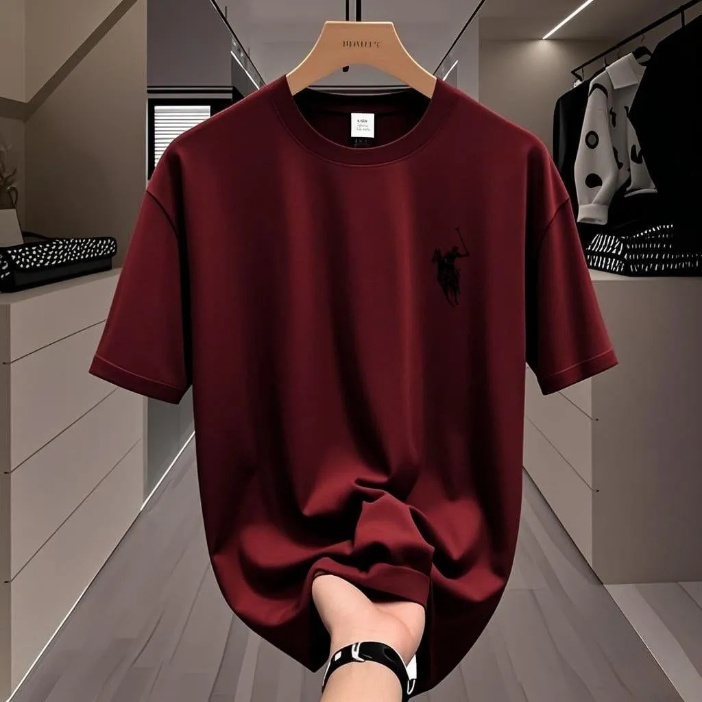 Men’s Casual Short Sleeve Logo T Shirt Classic Embroidered Branded Cotton Top thumbnail 2