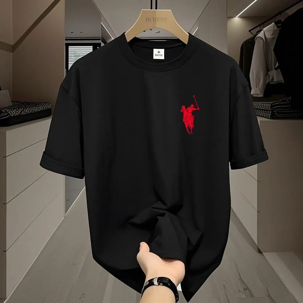 Men’s Casual Short Sleeve Logo T Shirt Classic Embroidered Branded Cotton Top thumbnail 6