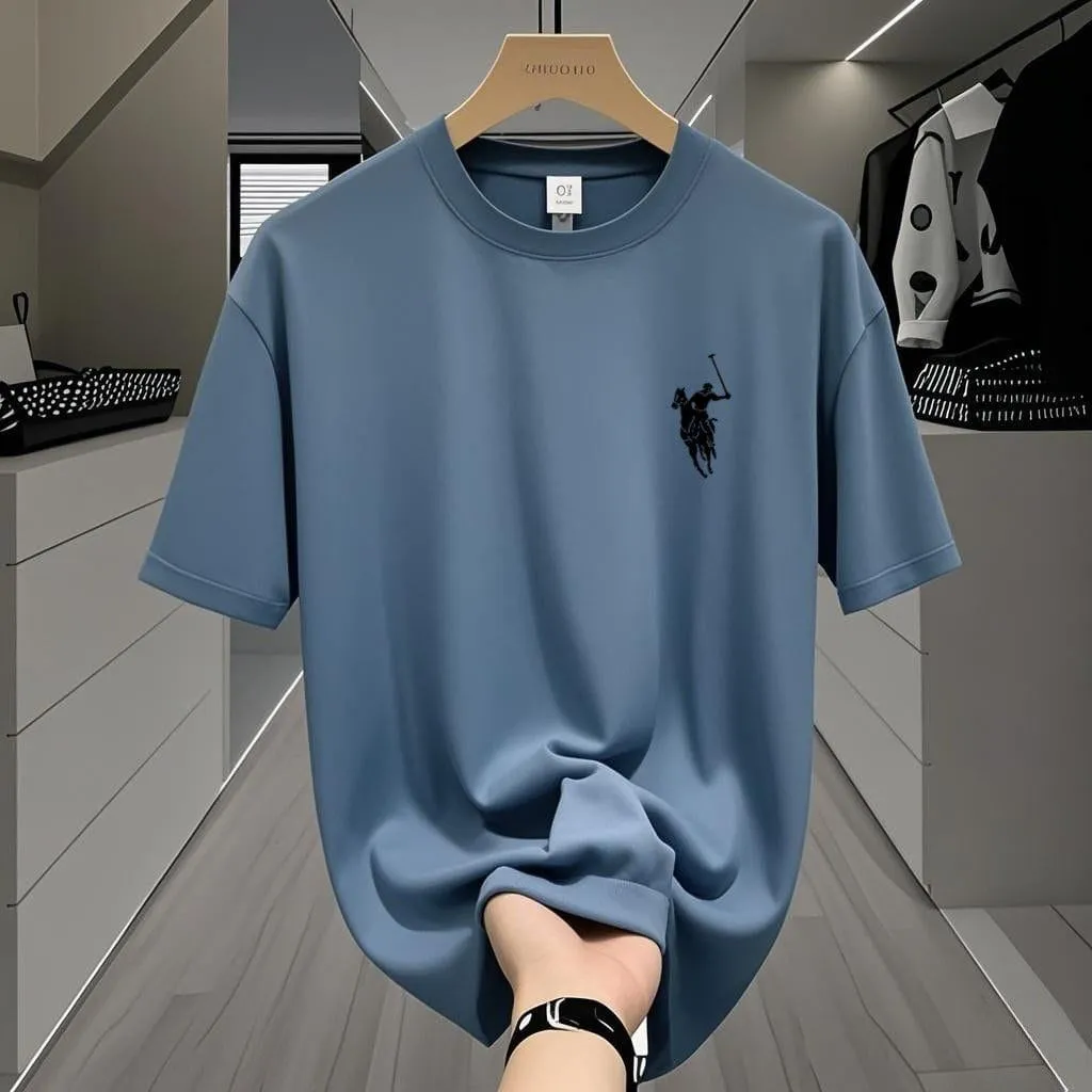 Men’s Casual Short Sleeve Logo T Shirt Classic Embroidered Branded Cotton Top thumbnail 9