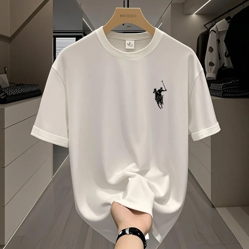Men’s Casual Short Sleeve Logo T Shirt Classic Embroidered Branded Cotton Top thumbnail 10