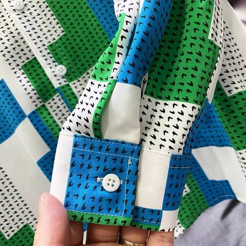 Ruffian Handsome Loose Fit Contrast Color Houndstooth Men’s Casual Shirt Stylish Top thumbnail 2