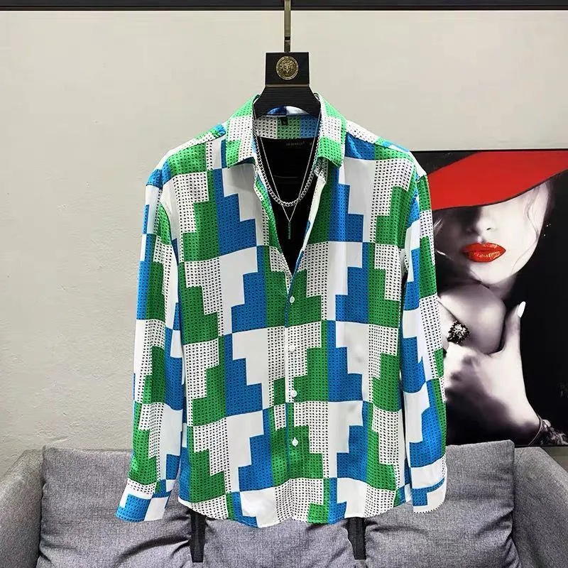 Ruffian Handsome Loose Fit Contrast Color Houndstooth Men’s Casual Shirt Stylish Top thumbnail 3