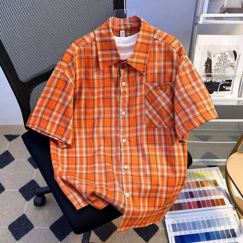Men’s Casual Short Sleeve Button Up Shirt Plaid Checkered Pattern with Chest Pocket thumbnail 2