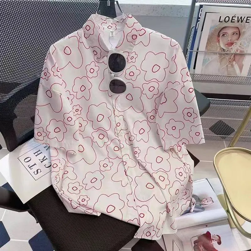 Men's Abstract Artistic Print Short Sleeve Button Down Shirt Lightweight Breathable Casual Summer Beach Wear Fashion Top thumbnail 4