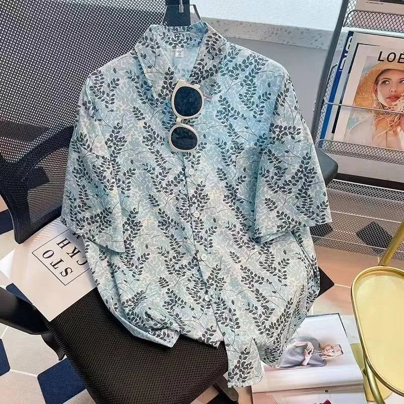 Men's Abstract Artistic Print Short Sleeve Button Down Shirt Lightweight Breathable Casual Summer Beach Wear Fashion Top thumbnail 6