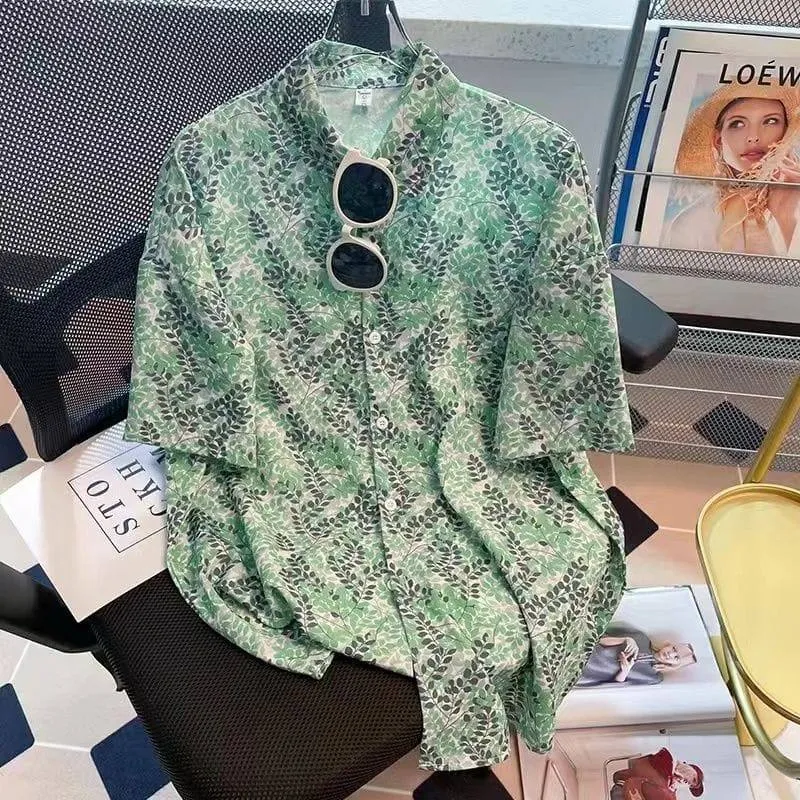 Men's Abstract Artistic Print Short Sleeve Button Down Shirt Lightweight Breathable Casual Summer Beach Wear Fashion Top thumbnail 7