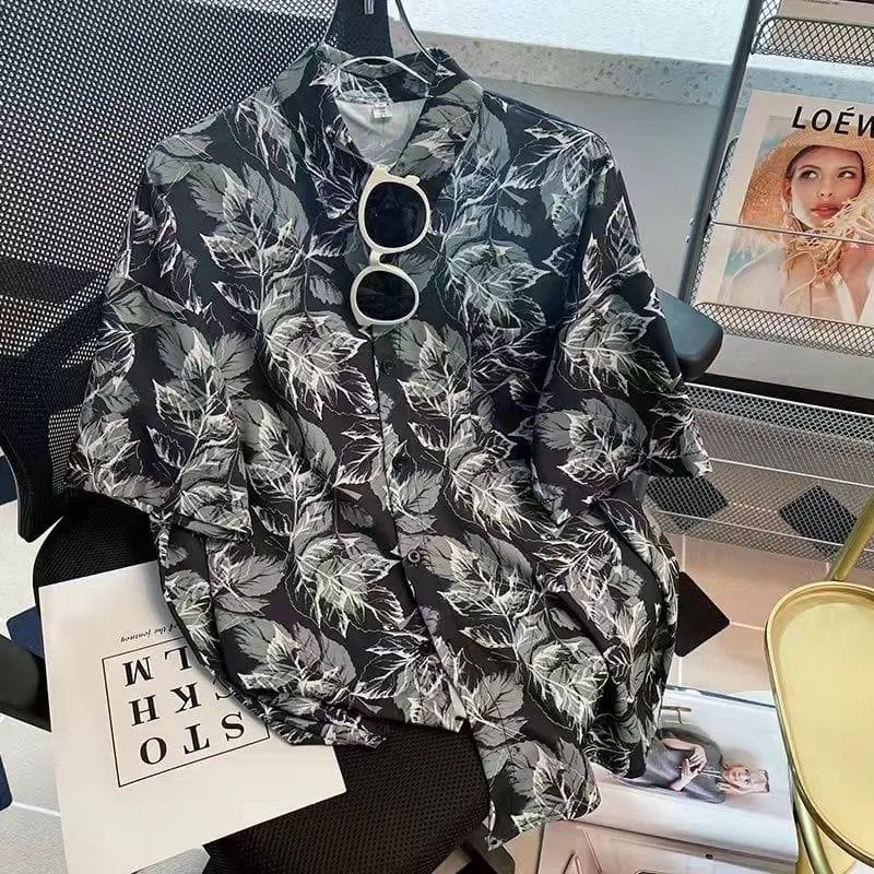 Men's Abstract Artistic Print Short Sleeve Button Down Shirt Lightweight Breathable Casual Summer Beach Wear Fashion Top thumbnail 8