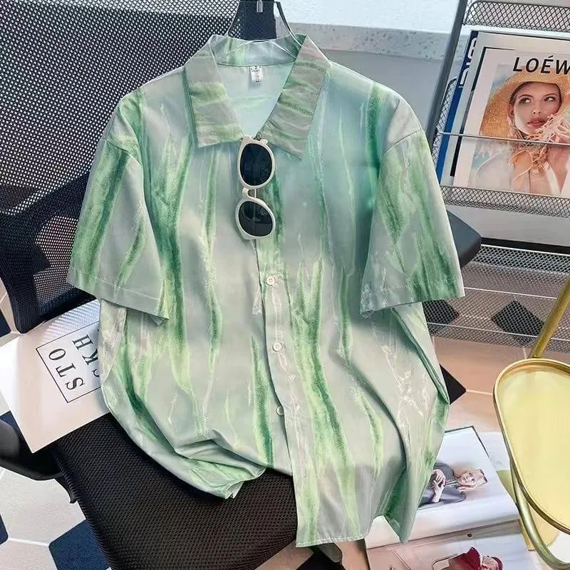 Men's Abstract Artistic Print Short Sleeve Button Down Shirt Lightweight Breathable Casual Summer Beach Wear Fashion Top thumbnail 10