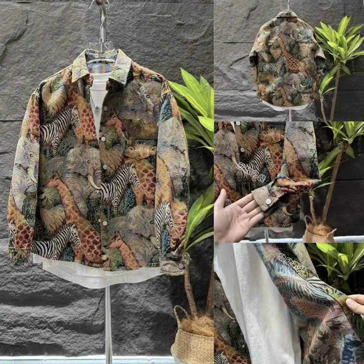 Men's Urban Graffiti Print Long Sleeve Casual Jacket Lightweight Button Down Streetwear Top with Vibrant Multi-Color Graphic Art Design thumbnail 4