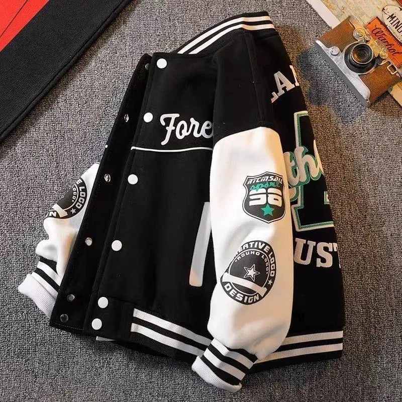 Unisex Green and White Varsity Jacket Australia Athletics Streetwear Bomber Coat with Patches and Ribbed Trim thumbnail 3
