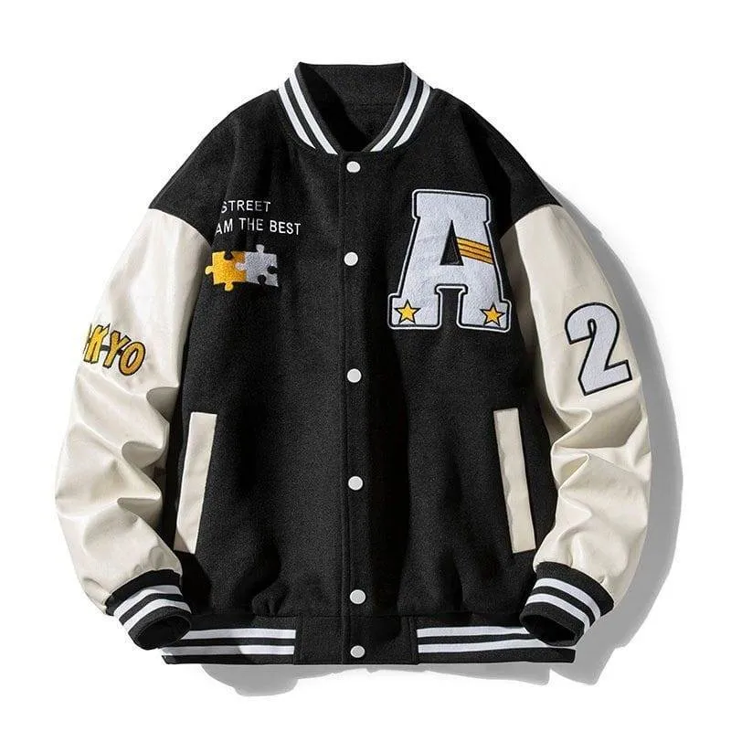 Men's Vintage Brown and Cream Varsity Baseball Jacket with Letter Patch and Coach Slogan Embroidery Streetwear Outerwear thumbnail 4
