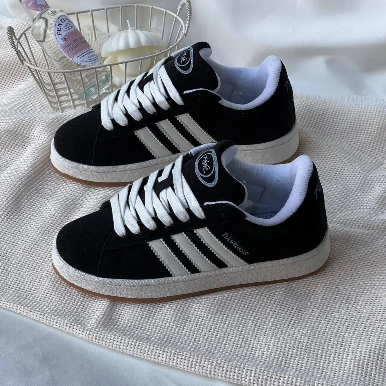 Women's Suede (TIANRUNAR Chunky Skate Sneakers with Pink Side Stripes and Thick Fat Laces Retro Y2K Casual Shoes thumbnail 6