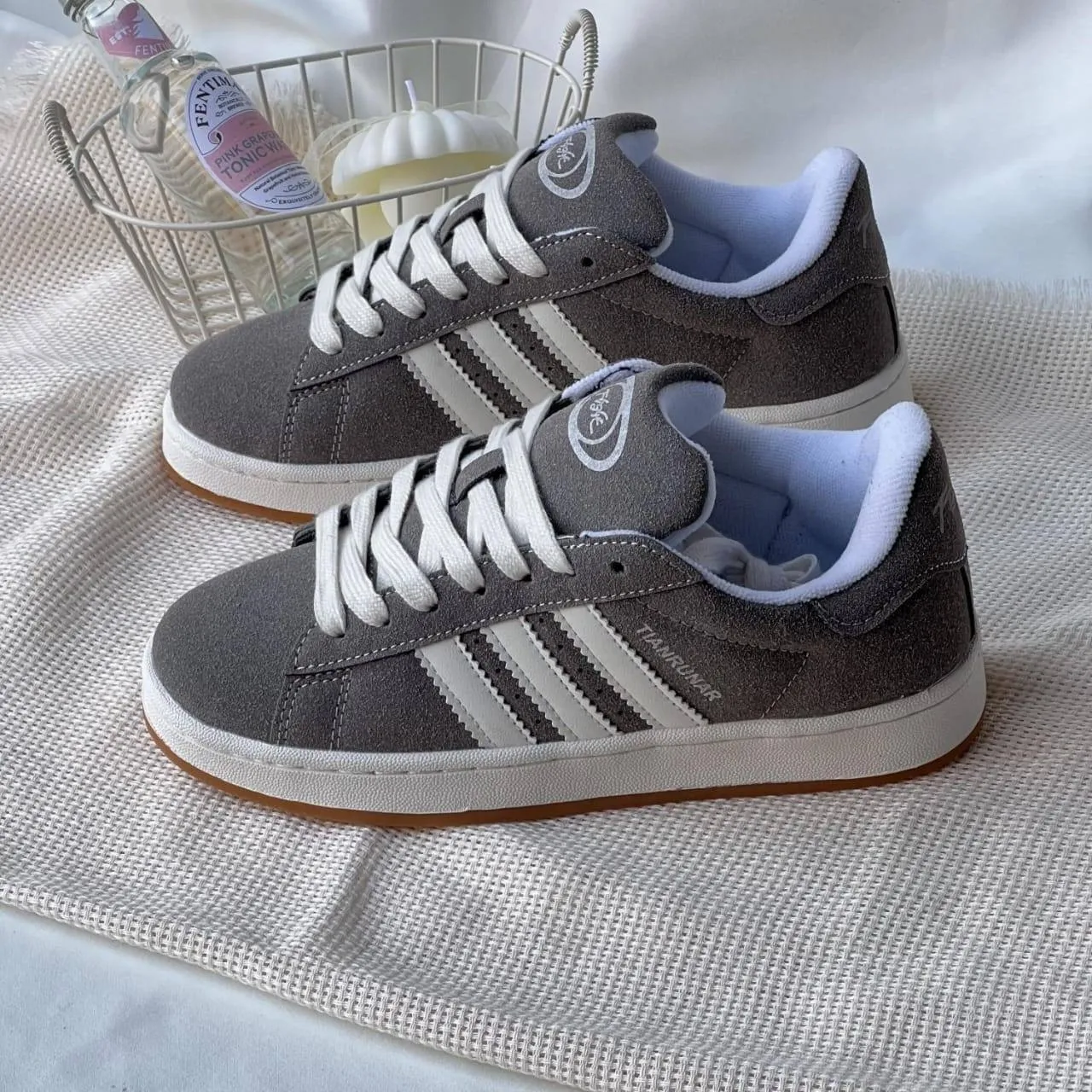 Women's Suede (TIANRUNAR Chunky Skate Sneakers with Pink Side Stripes and Thick Fat Laces Retro Y2K Casual Shoes thumbnail 9