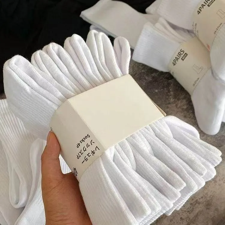 Unisex White Cotton Crew Socks Multi-Pack Breathable Athletic Sports Tube Socks for Daily Wear thumbnail 2