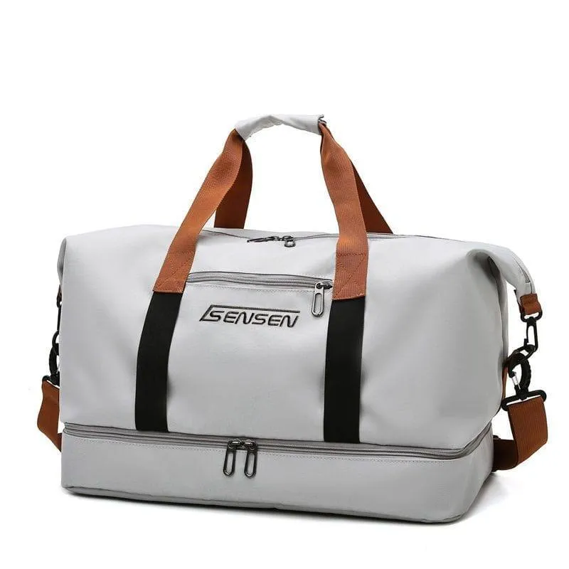Unisex Travel Duffel Bag Weekender Gym Bag with Bottom Shoe Compartment and Adjustable Strap thumbnail 2