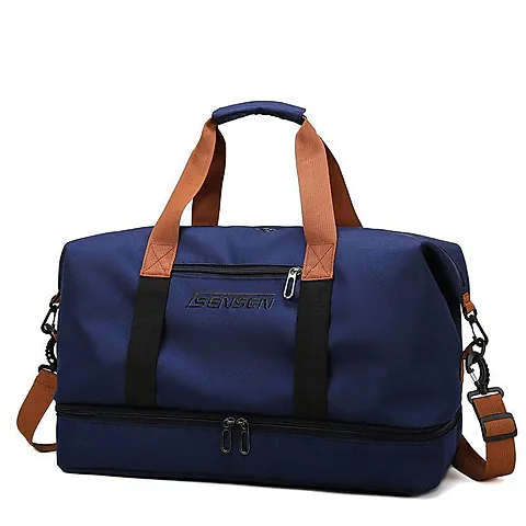 Unisex Travel Duffel Bag Weekender Gym Bag with Bottom Shoe Compartment and Adjustable Strap