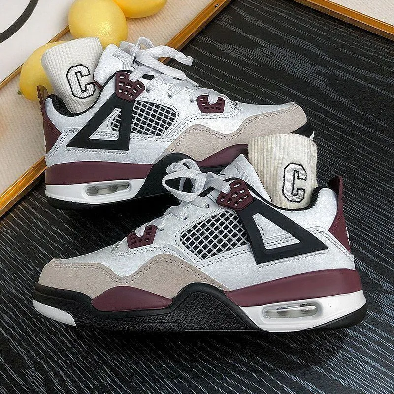 Unisex Retro Chunky Basketball Sneakers Classic Streetwear Skate Shoes with Visible Air Cushion Sole Mesh Panels thumbnail 4