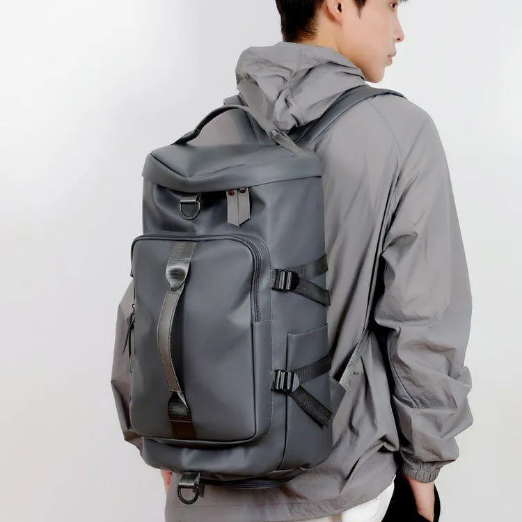 Men's 3-in-1 Convertible Matte Black Travel Duffel Backpack Hybrid Gym Bag with Shoe Compartment and Laptop Sleeve thumbnail 4