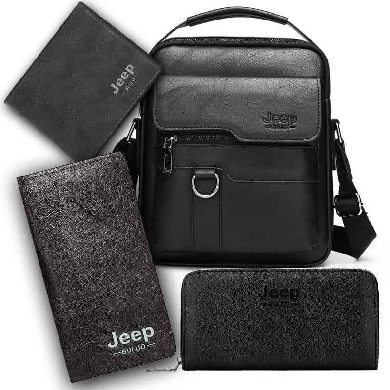 Men's Jeep Buluo 4-Piece Faux Leather Messenger Bag Set with Matching Bifold and Long Wallets thumbnail 3