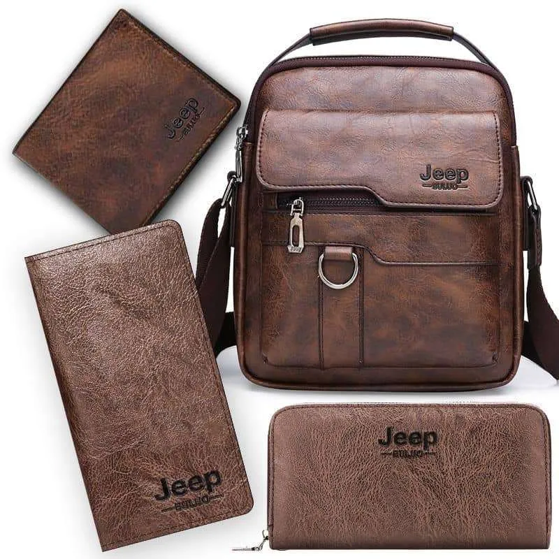 Men's Jeep Buluo 4-Piece Faux Leather Messenger Bag Set with Matching Bifold and Long Wallets thumbnail 2