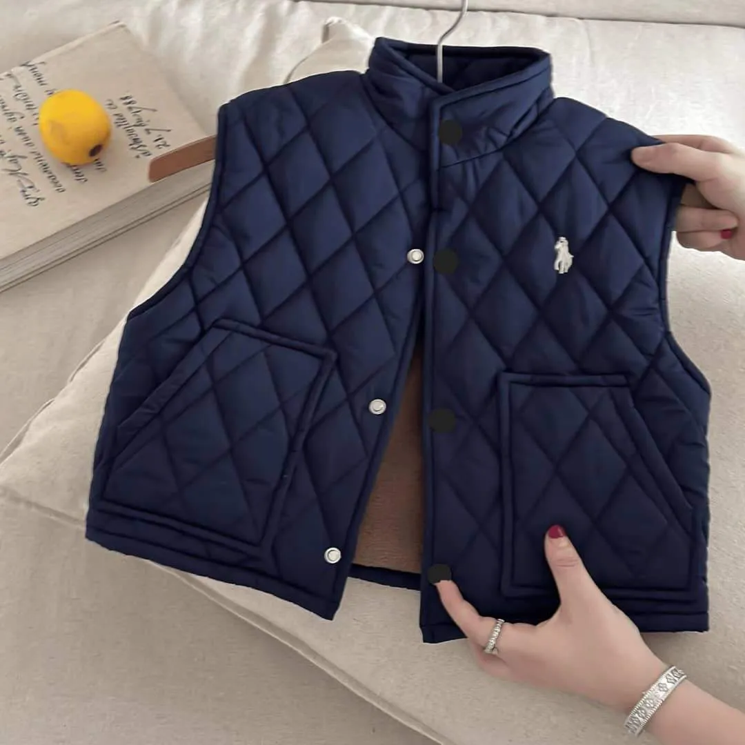 Men's Polo Diamond Quilted Puffer Vest Fleece Lined Stand Collar Gilet with Front Snap Buttons thumbnail 2