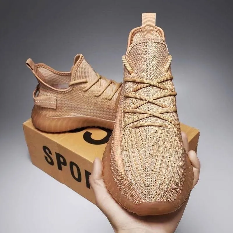 Men's Lightweight Knit Running Sneakers Breathable Sage Grey Multi Tonal Urban Trainers with Translucent Ribbed Sole thumbnail 4