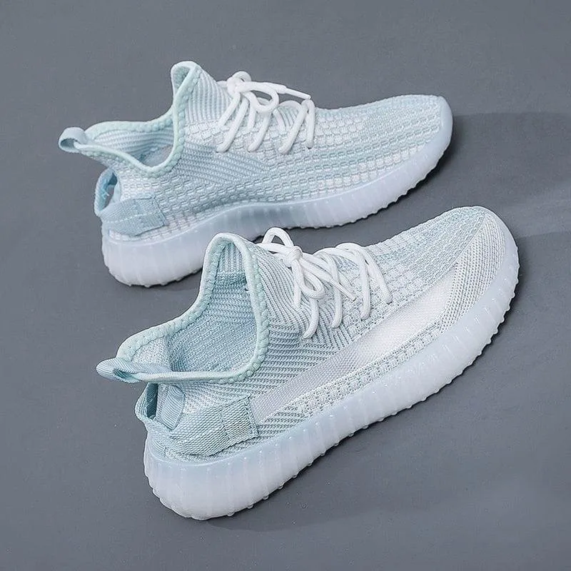 Men's Lightweight Knit Running Sneakers Breathable Sage Grey Multi Tonal Urban Trainers with Translucent Ribbed Sole showcase 5