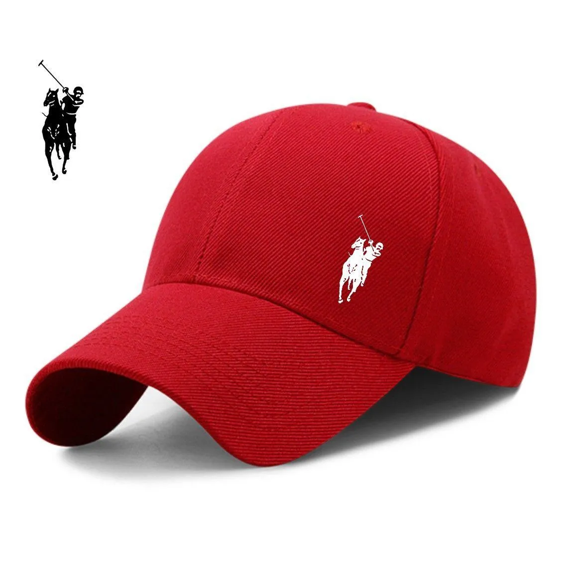 Classic Baseball Cap with White Embroidered Polo Logo Curved Visor 6 Panel Athletic Sun Hat thumbnail 8