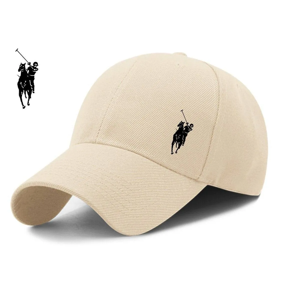 Classic Baseball Cap with White Embroidered Polo Logo Curved Visor 6 Panel Athletic Sun Hat thumbnail 5