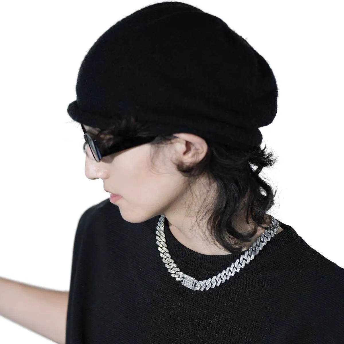 Unisex Silver Tone Iced Out Cuban Link Chain Heavily Encrusted Crystal Hip Hop Choker Statement Necklace thumbnail 6