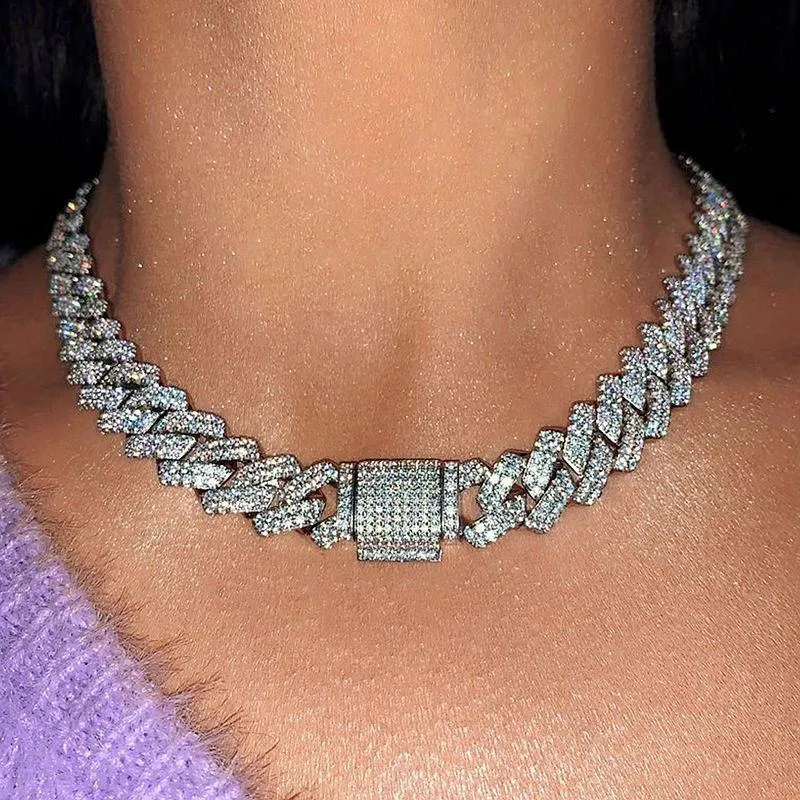 Unisex Silver Tone Iced Out Cuban Link Chain Heavily Encrusted Crystal Hip Hop Choker Statement Necklace showcase 2