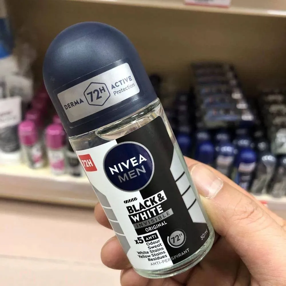 NIVEA Roll On Deodorant Collection for Men and Women 72H Anti-Perspirant Protection Extra Bright Black White and Deep Charcoal thumbnail 3