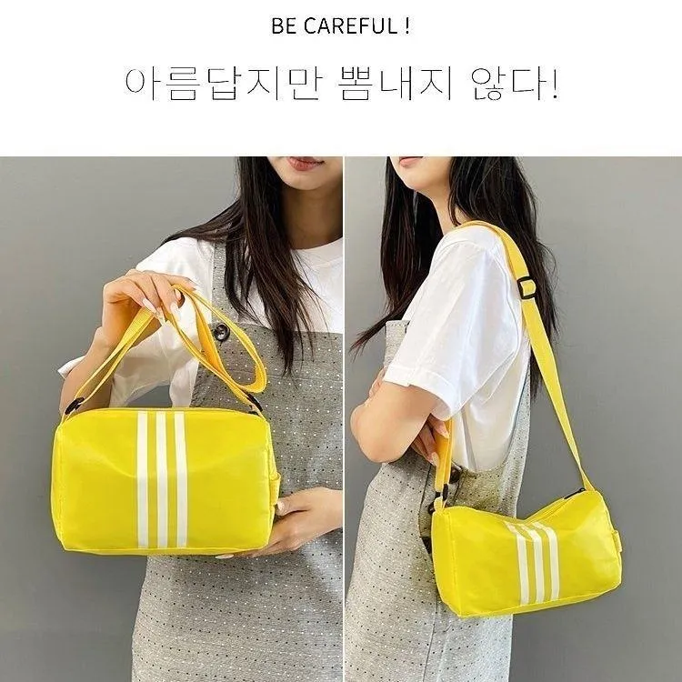 Unisex Mini Athletic Barrel Crossbody Bag Small Sporty Duffel Shoulder Bag with Adjustable Strap and Stripes thumbnail 2