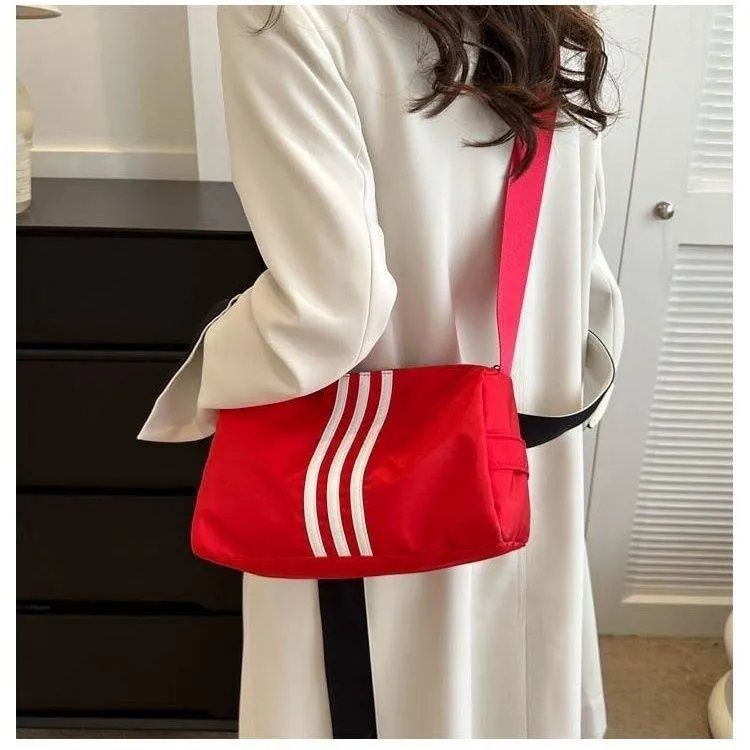 Unisex Mini Athletic Barrel Crossbody Bag Small Sporty Duffel Shoulder Bag with Adjustable Strap and Stripes thumbnail 4