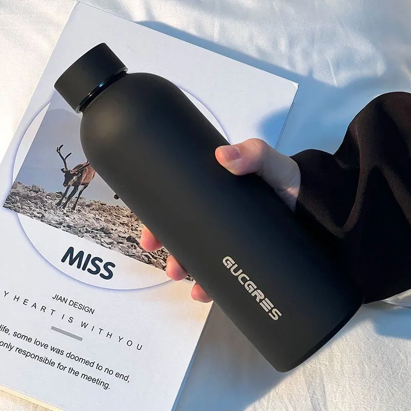 GUCGRES Matte Insulated Vacuum Water Bottle Stainless Steel Leak Proof Sports Flask for Gym Office and Travel thumbnail 2