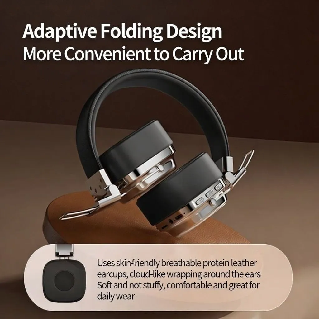 Retro Stylish Over-Ear Bluetooth Headphones Wireless High-Quality Headset with Mic for Android, iPhone, Music, Calls, and Gaming thumbnail 6