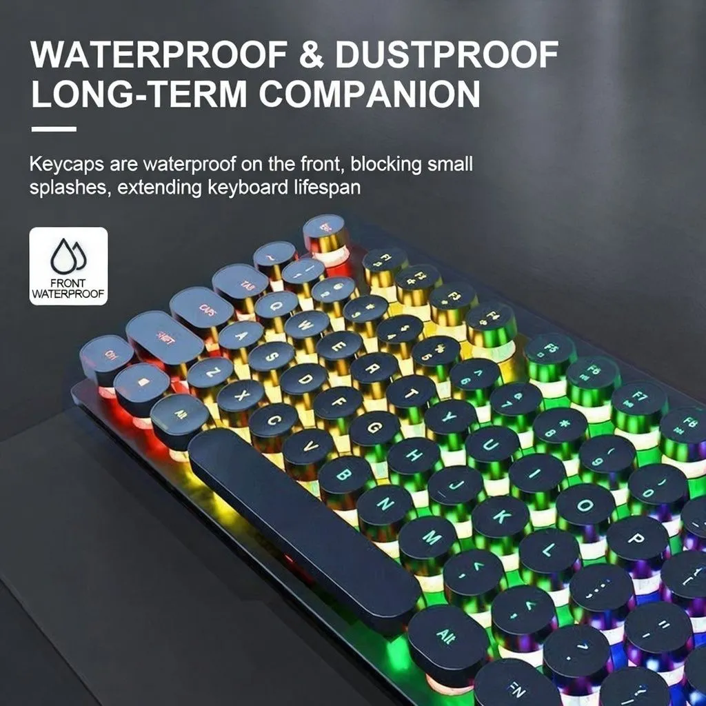 Punk Mechanical Feel Wired Gaming Keyboard and Mouse Combo Silent RGB Set for Desktop PC, Esports, and Office Use